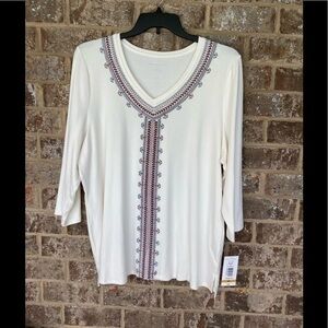 ALLISON DAILEY TOP New With Tags Size 3X Embroidered